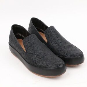 FEIT Textured Black Leather Slip-On Loafers